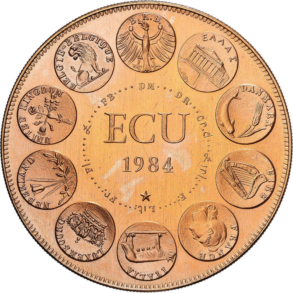 France, Médaille, Ecu Europa, Europe Assise, 1984, Cupronickel doré, FDC