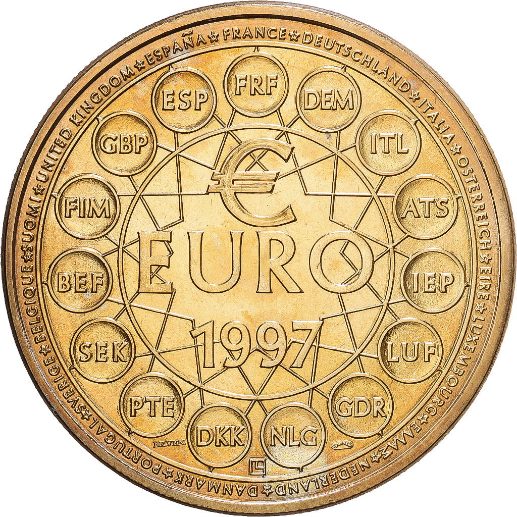 France, Medal, Ecu Europa, 1997, Copper-Nickel Gilt, Jimenez, MS(63)