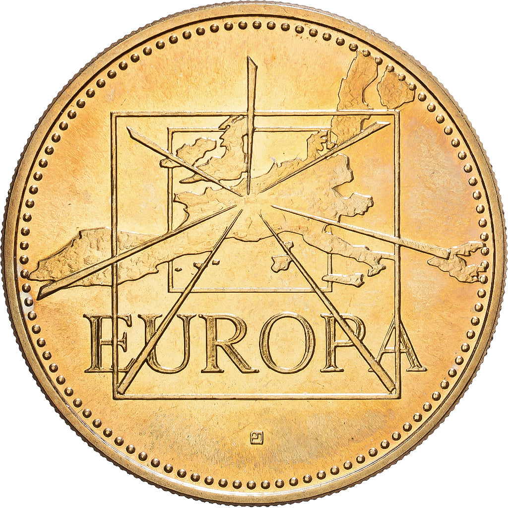 France, Medal, Ecu Europa, 1997, Copper-Nickel Gilt, Jimenez, MS(63)
