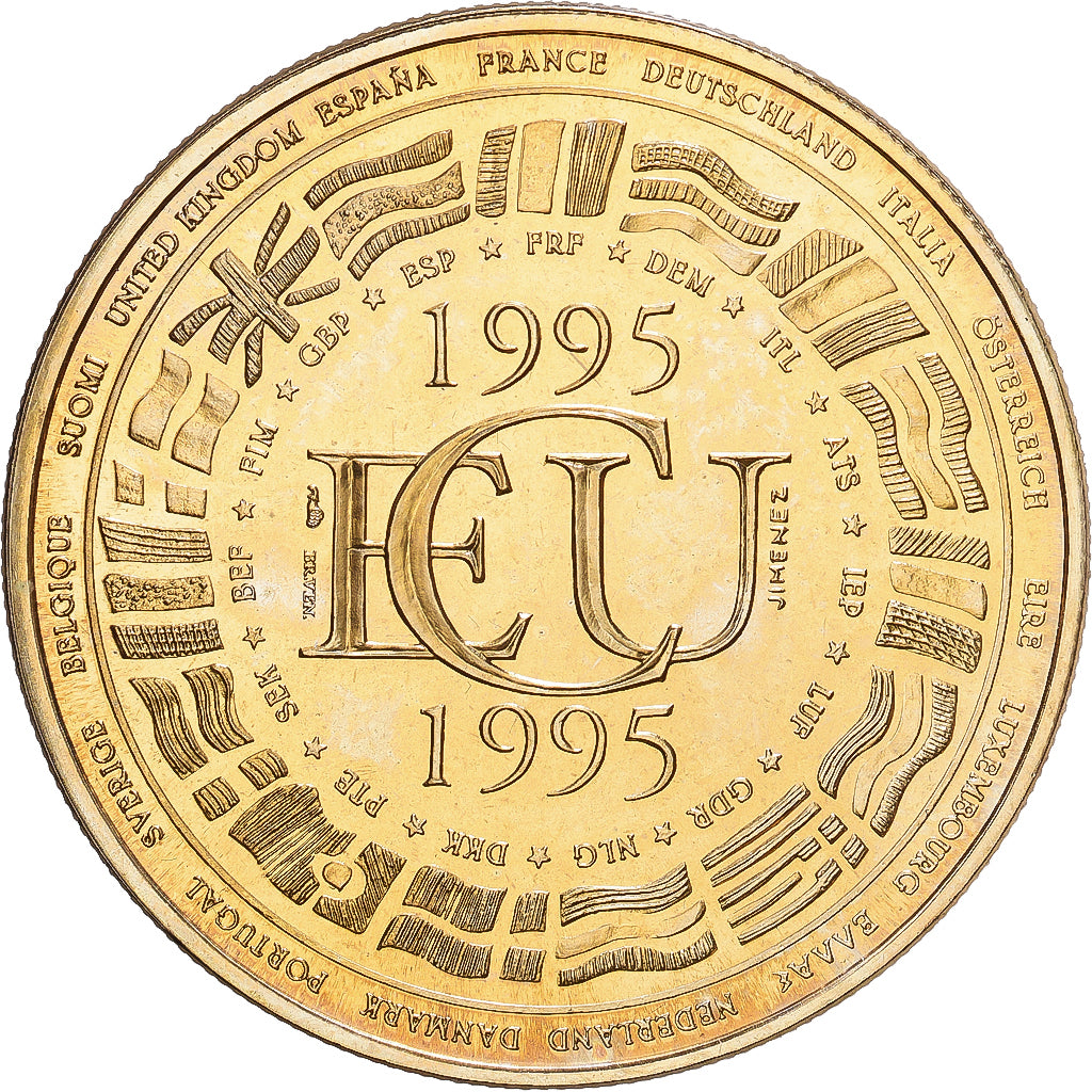 Francia, medaglia, Ecu Europa, 1995, Doratura in rame-nichel, Jimenez, SPL