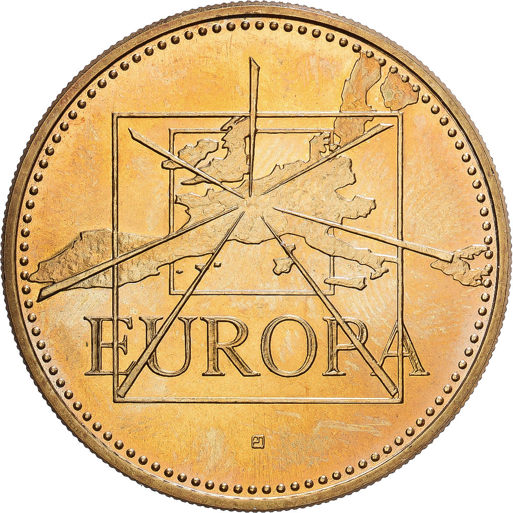 Frankreich, Medaille, Ecu Europa, 1996, Copper-Nickel Gilt, Jimenez, UNZ