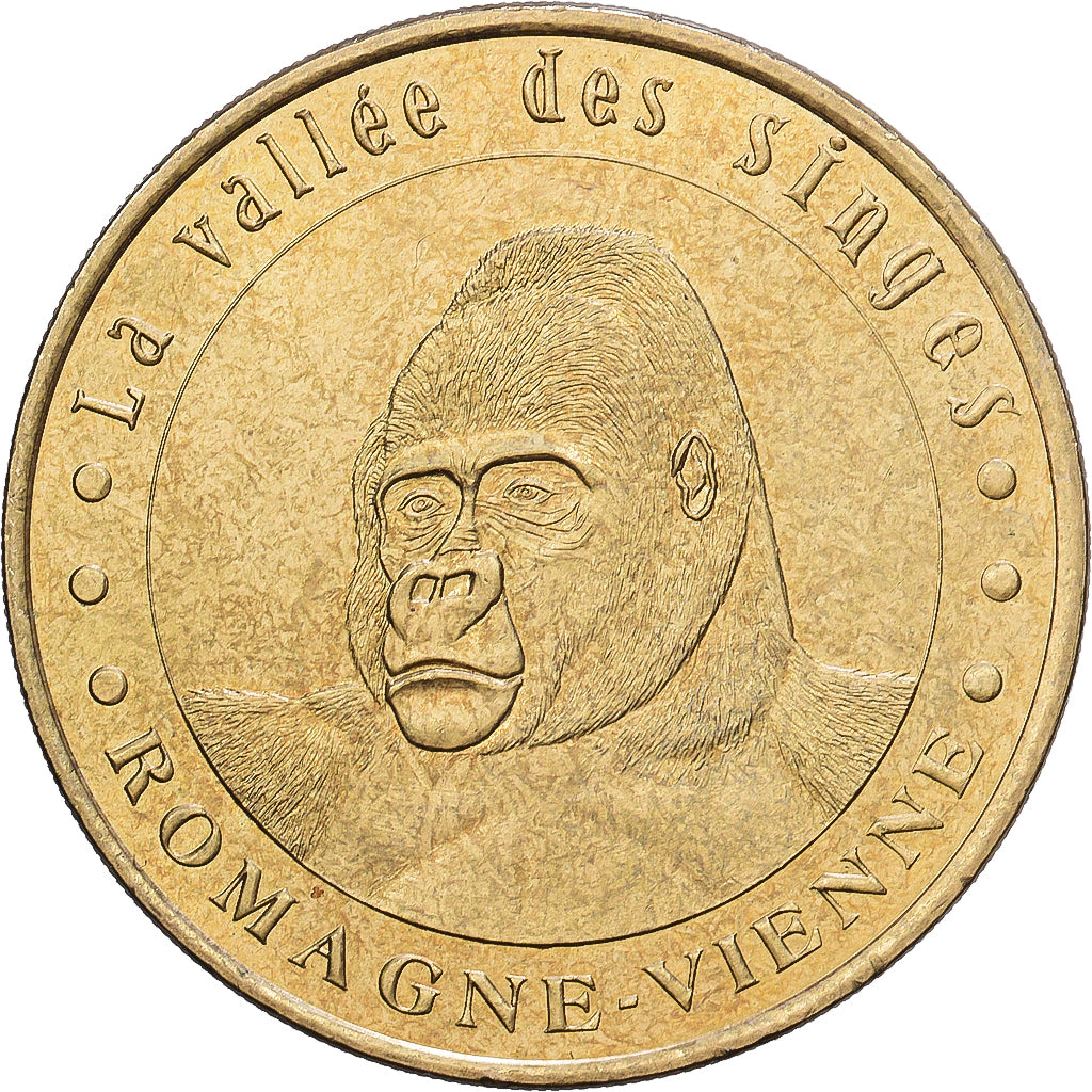 Francia, zeton, 86/ Vallée des Singes - Gorille - Romagne, 2001, Aluminio y
