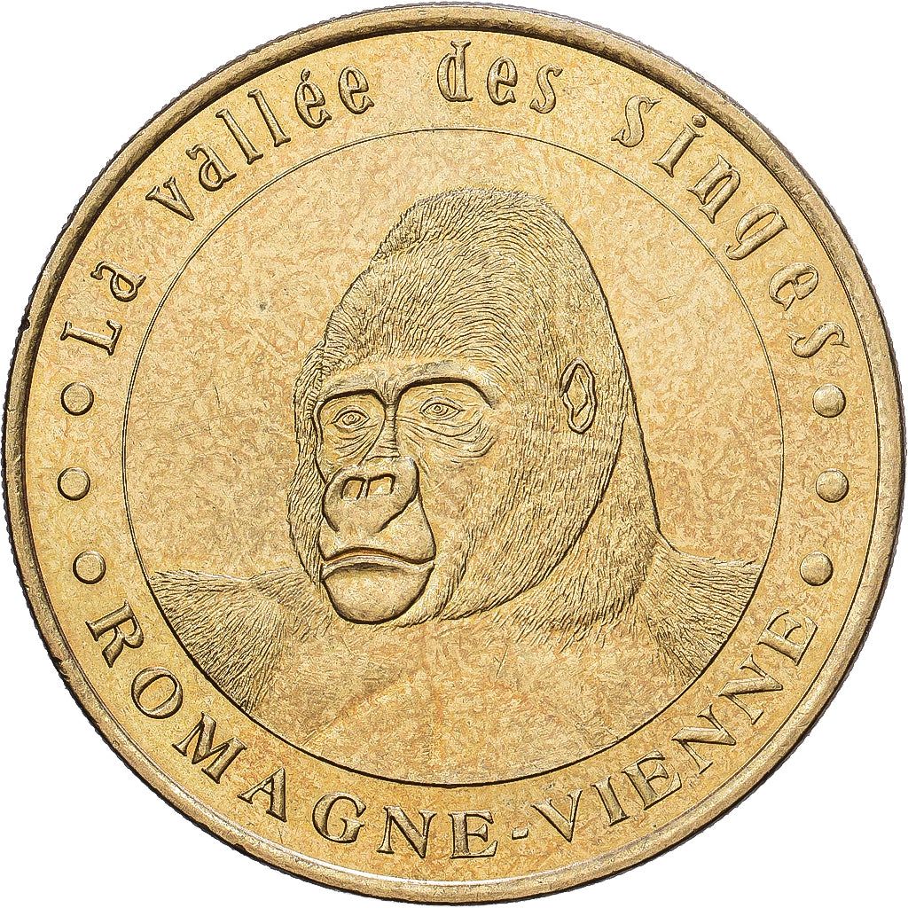 Francia, zeton, 86/ Vallée des Singes - Gorille - Romagne, 2001, Aluminio y