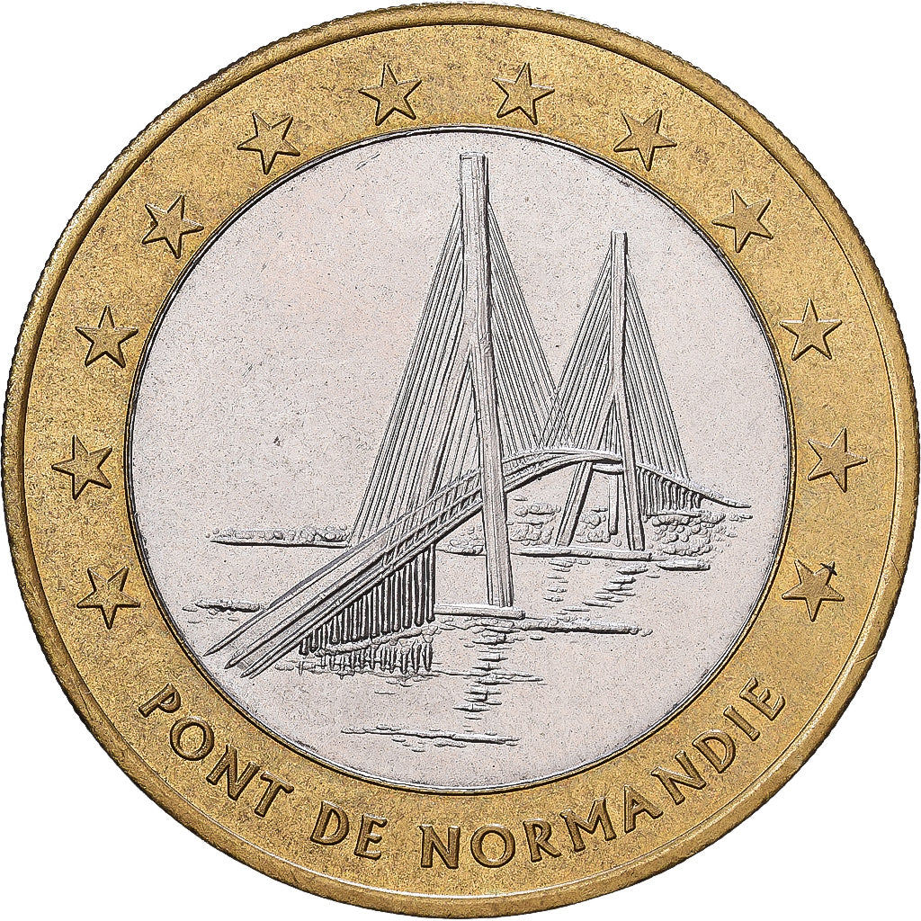 Francja, medal, 10 Euro, Ville du Havre, Pont de Normandie, 1996, Bimetaliczny