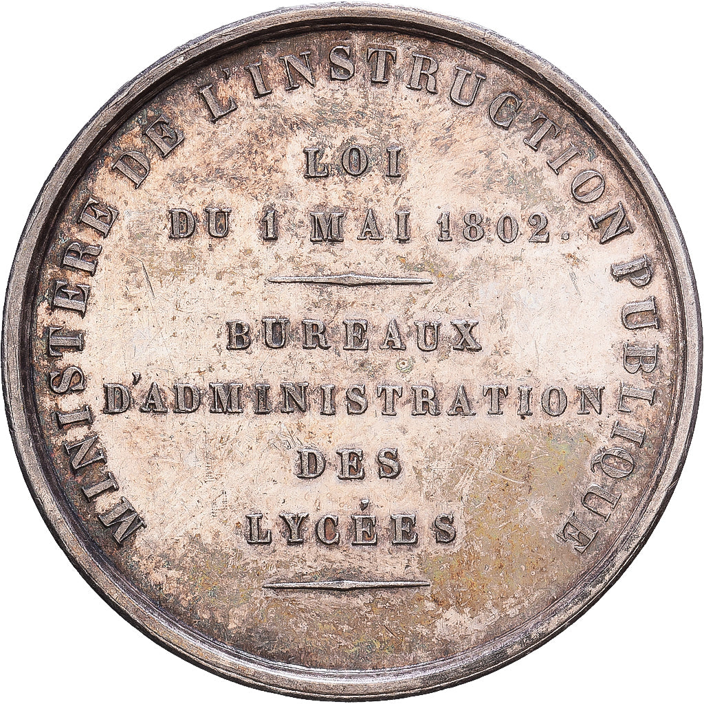 França, medalha, Napoléon III, Bureaux d'Administration des Lycées, Prata