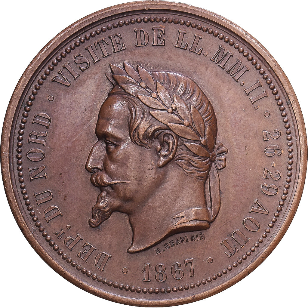 Frankreich, Medaille, Chambre de Commerce de Lille, 1867, Kupfer, Chaplain, SS