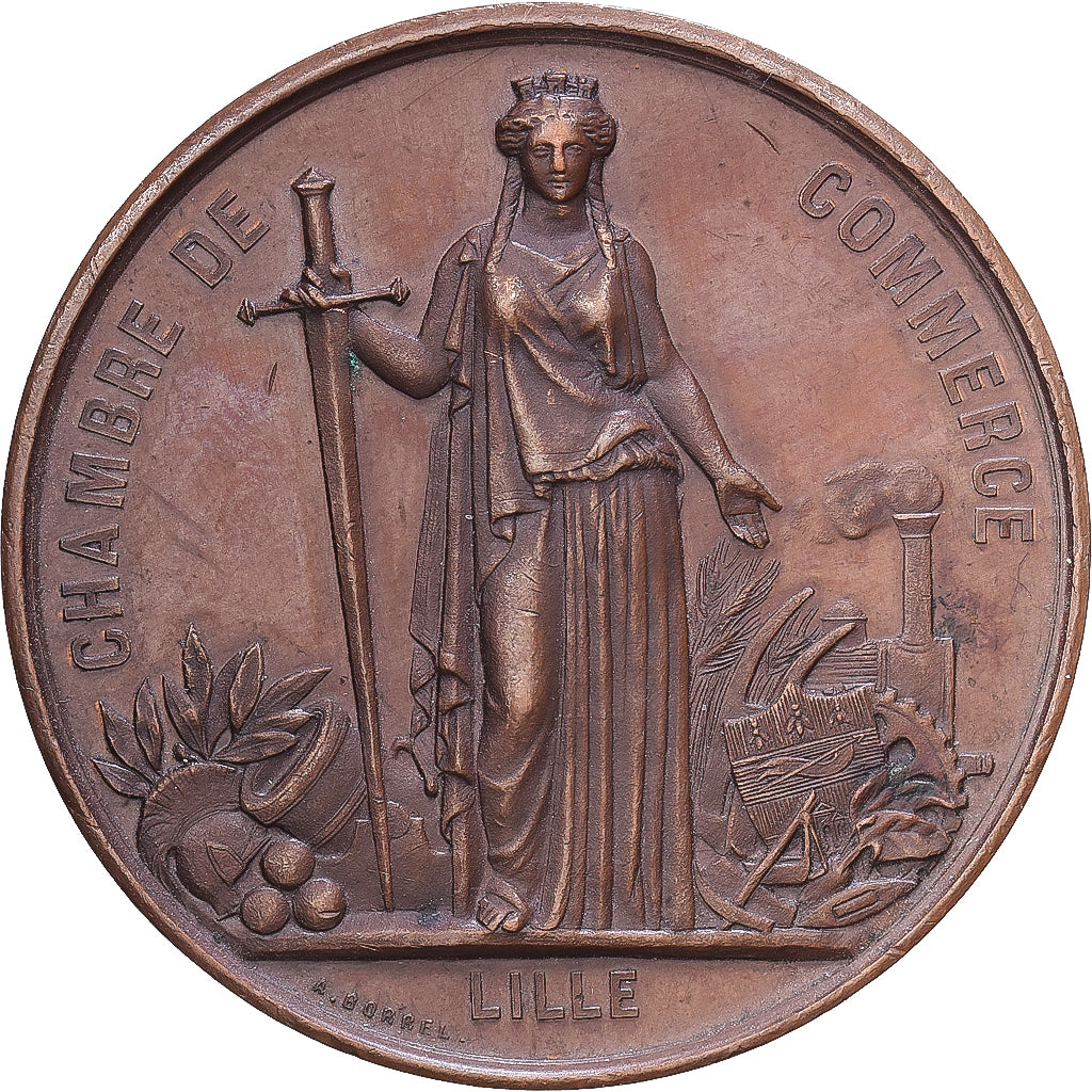 Frankreich, Medaille, Chambre de Commerce de Lille, 1867, Kupfer, Chaplain, SS