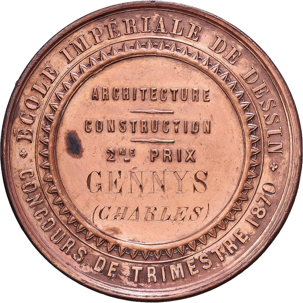 Frankreich, Medaille, Napoléon III, Ecole Impériale de Dessin, 1870, Kupfer