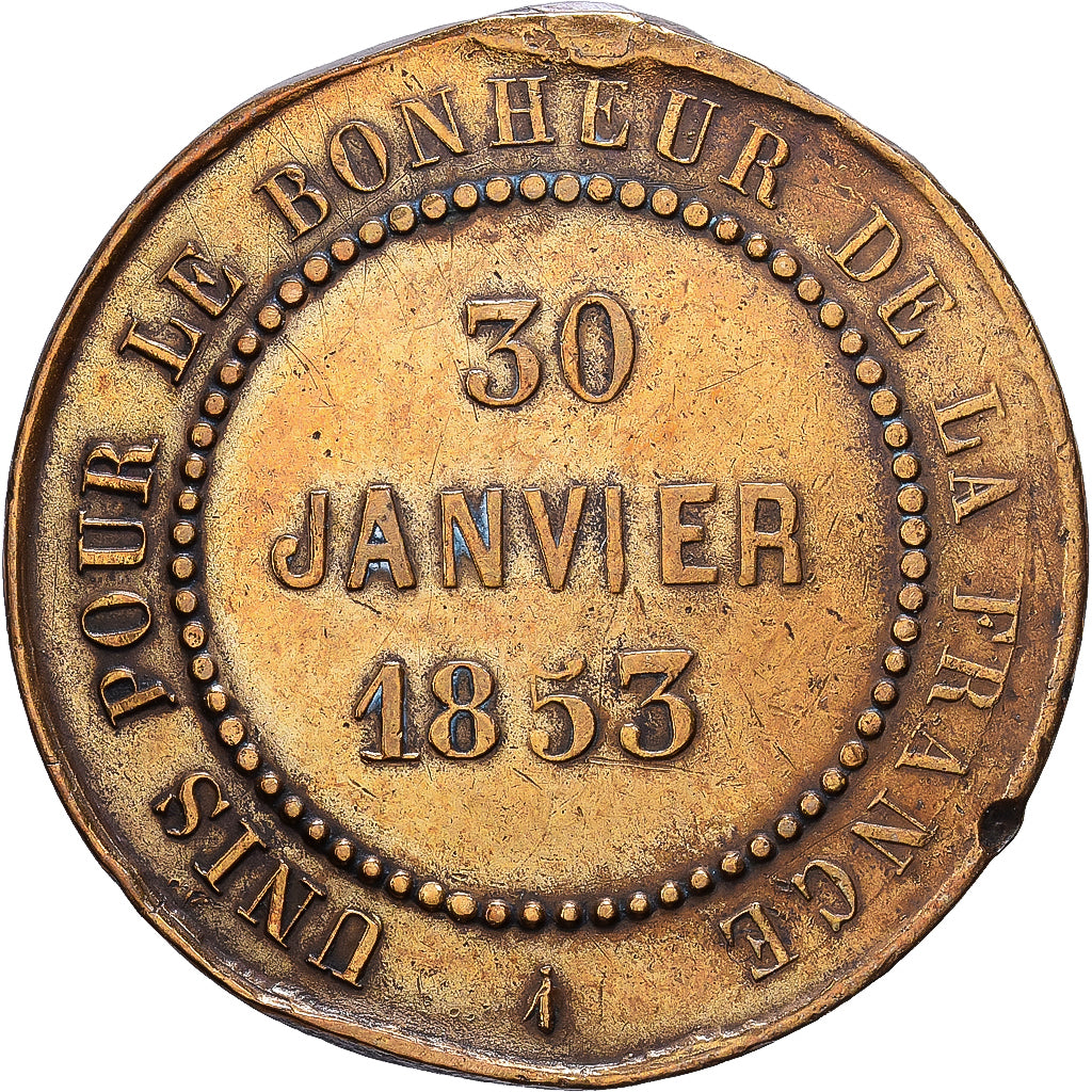 France, Médaille, Mariage de Napoléon III et Eugénie à Notre Dame, 1853