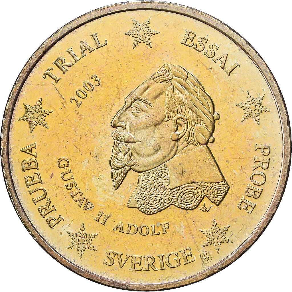 Schweden, Medaille, 50 C, Essai Trial, 2003, Copper-Nickel Gilt, Gustav II, UNZ