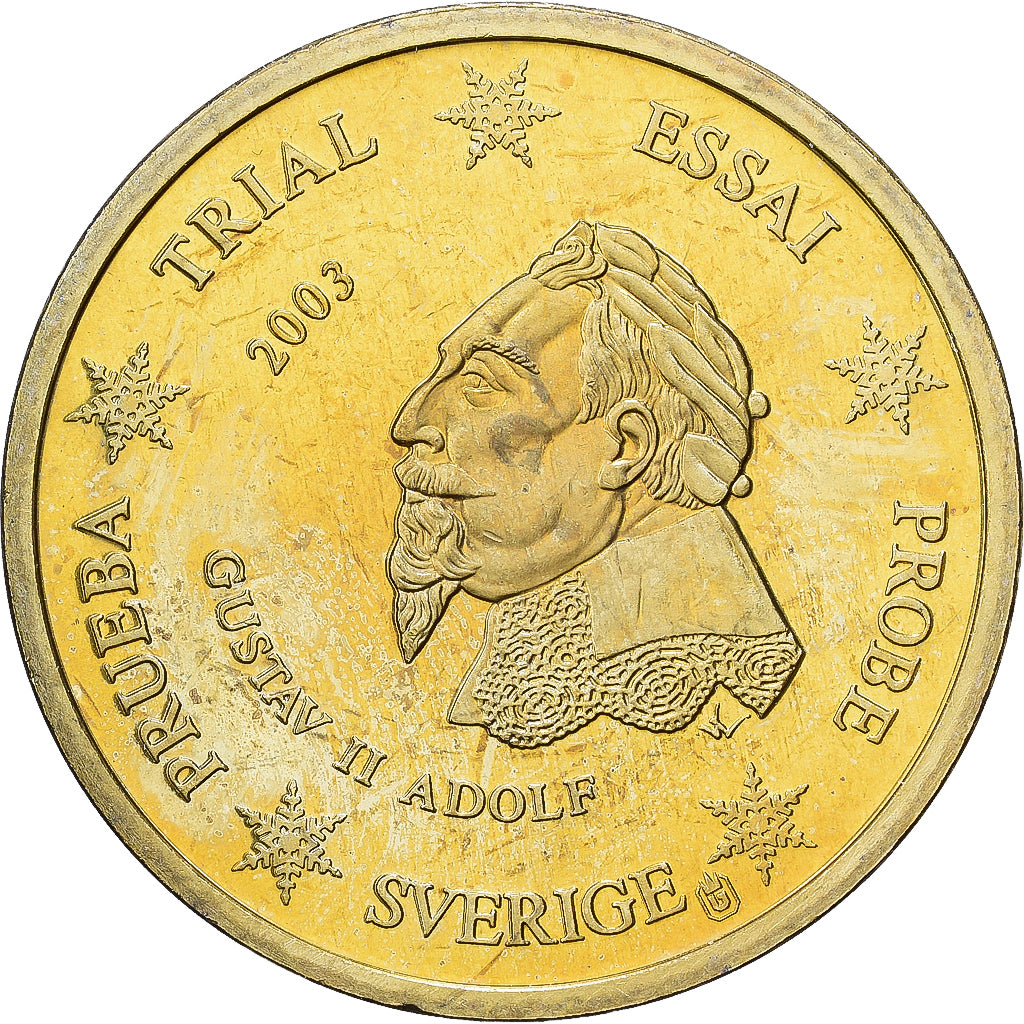Suecia, medalla, 20 C, Essai-Trial, 2003, Cobre - níquel dorado, Gustav II, EBC