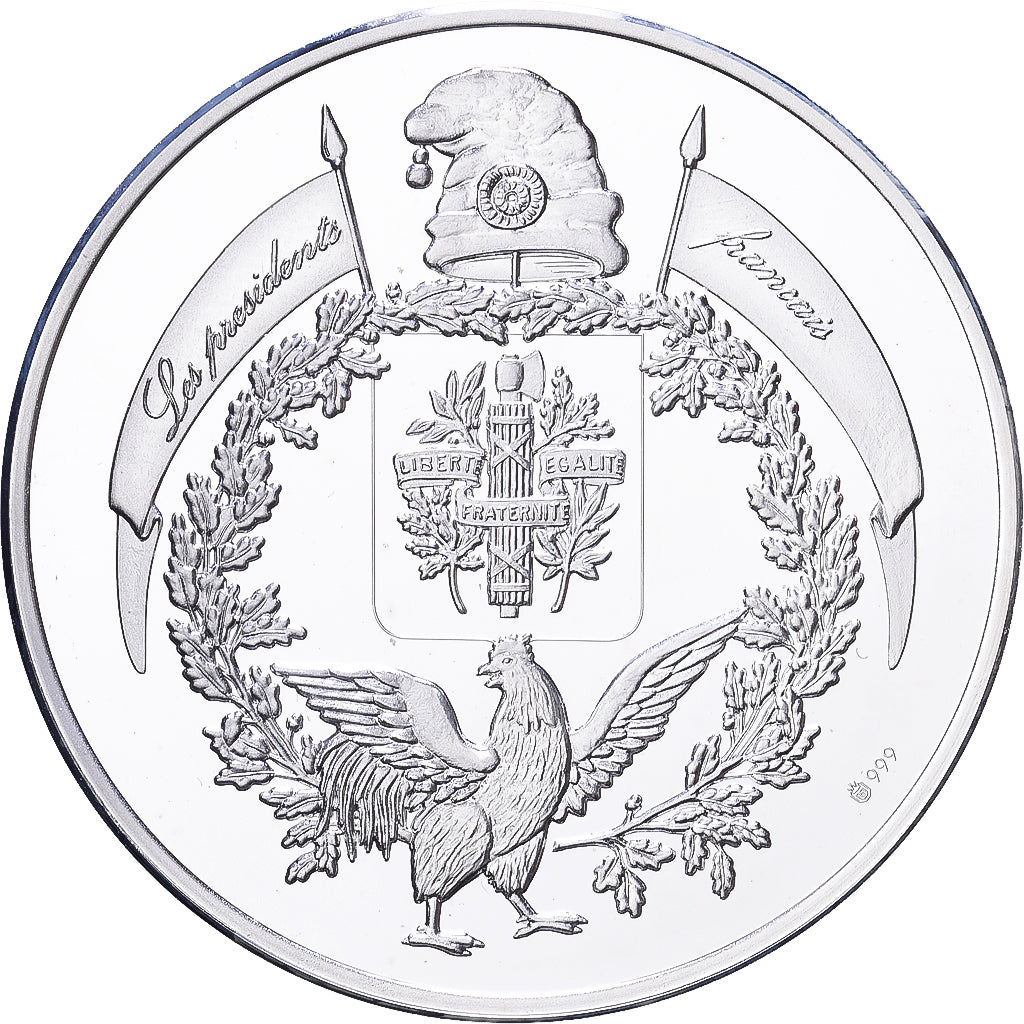Frankreich, Medaille, Les Présidents de la République, Alain Poher, Silber