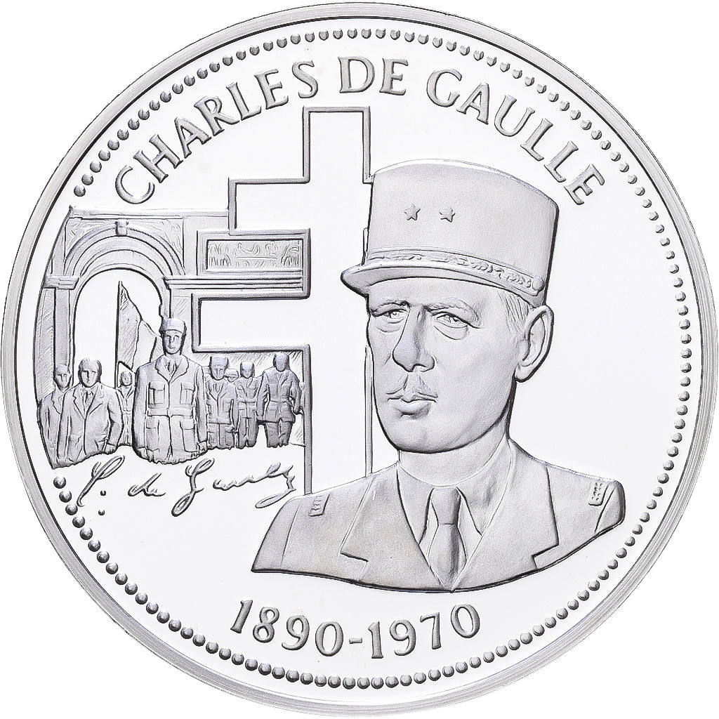 Francia, medalla, Charles De Gaulle, Plata, FDC