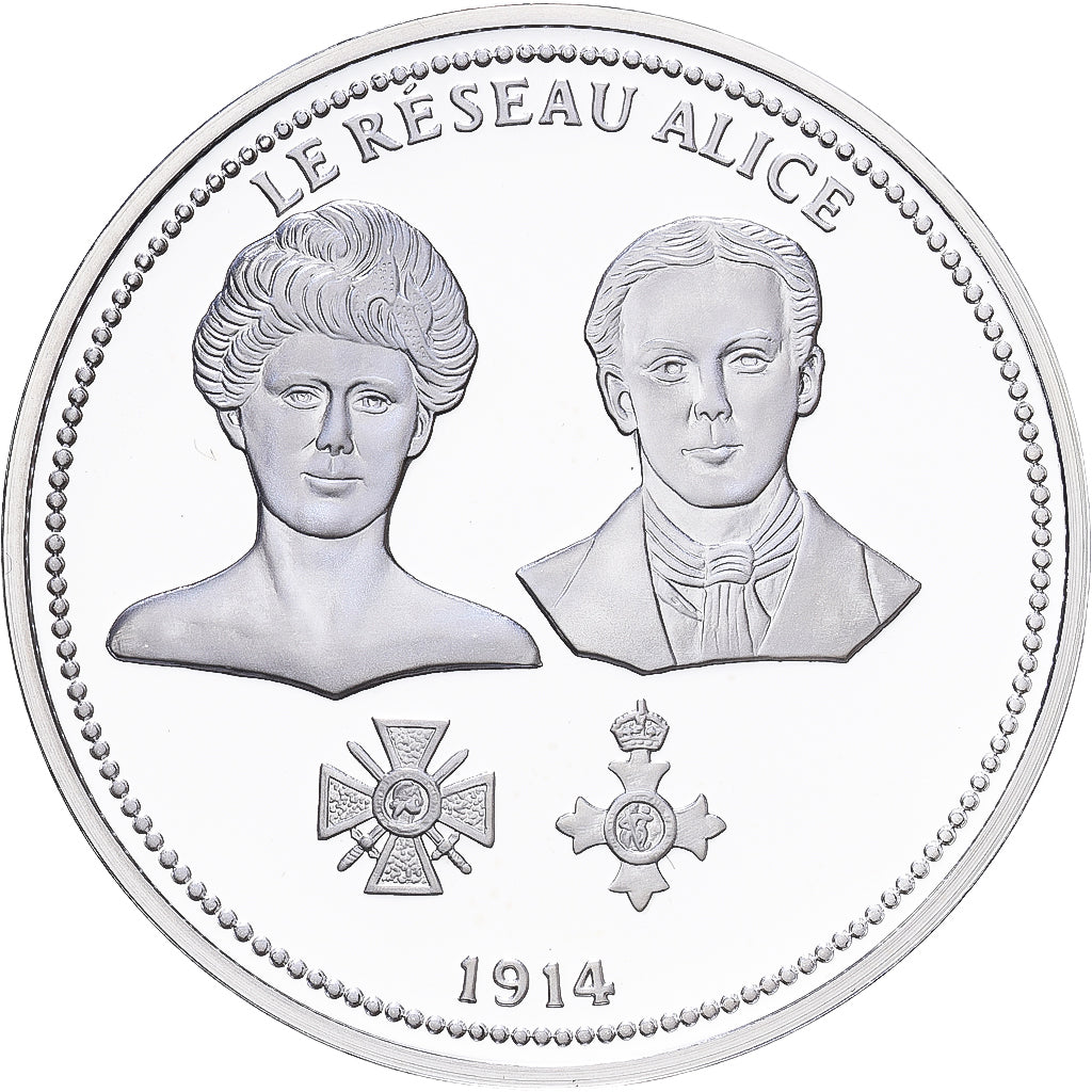 Francia, medaglia, Centenaire Première Guerre Mondiale, Réseau Alice, Argento
