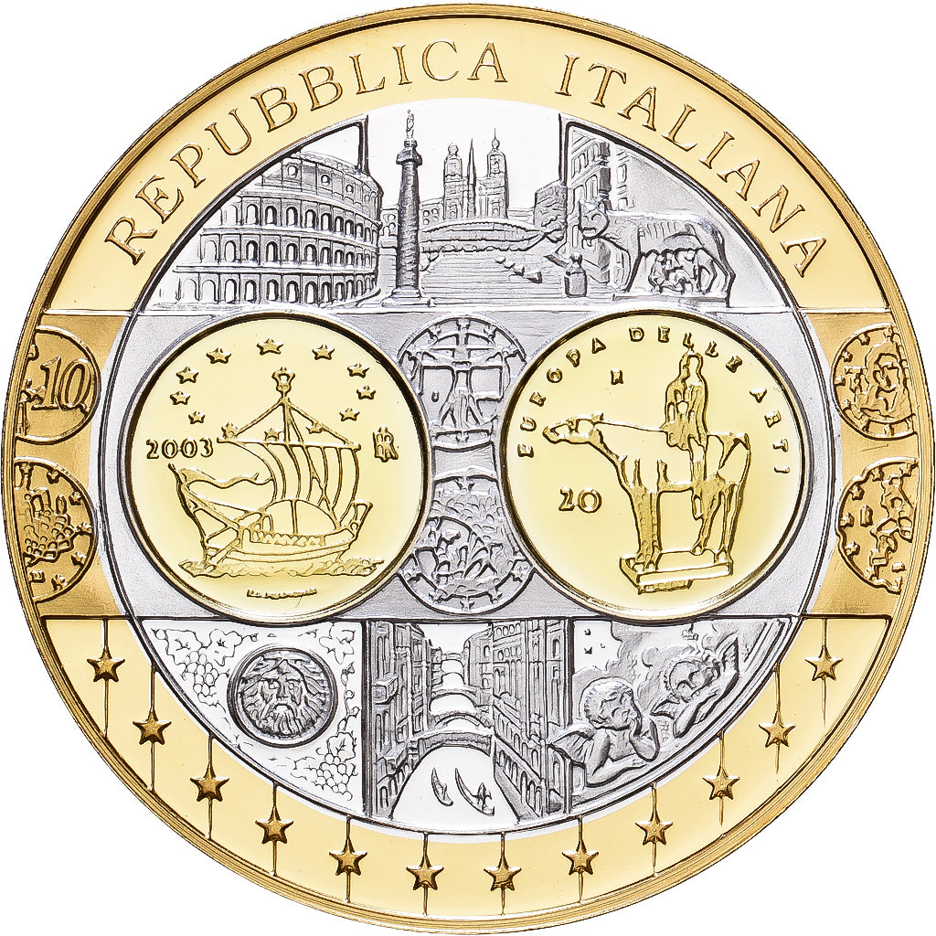 Italia, medalla, Europa, Plata, FDC