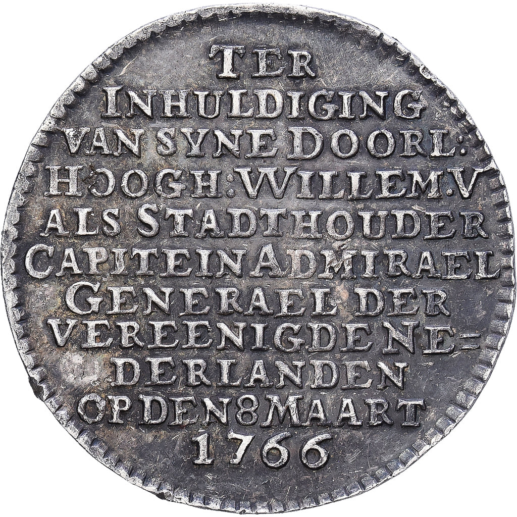 Pays-Bas, Jeton, Penning 'Inhuldiging Willem V als erfstadhouder', 1766, Argent