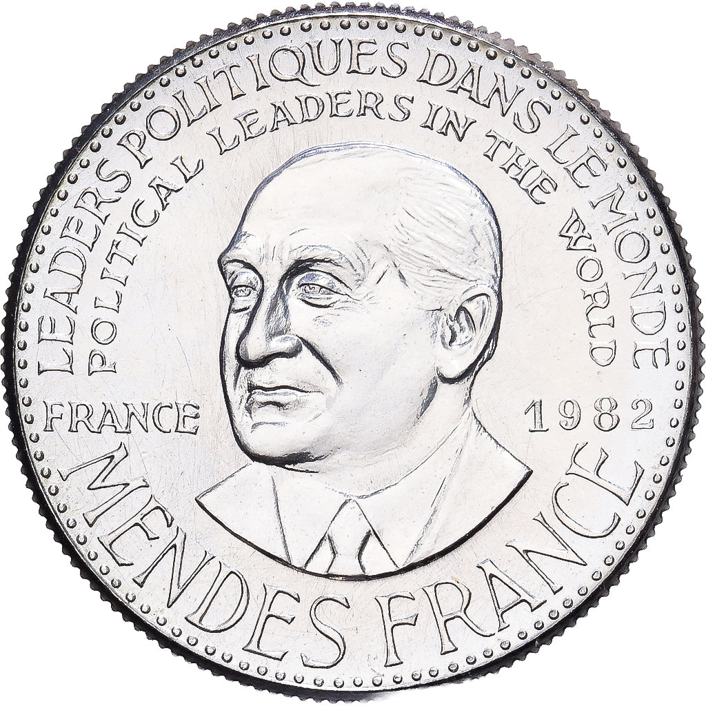 Francja, medal, Pierre Mendès France, 1982, Srebro, MS(63)