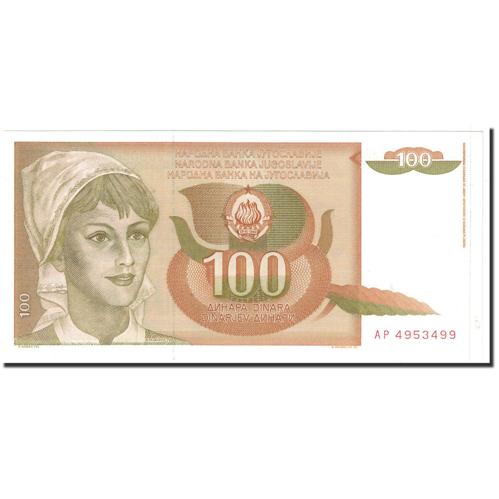 Banconote, Iugoslavia, 100 Dinara, 1990, KM:105, 1990-03-01, FDS
