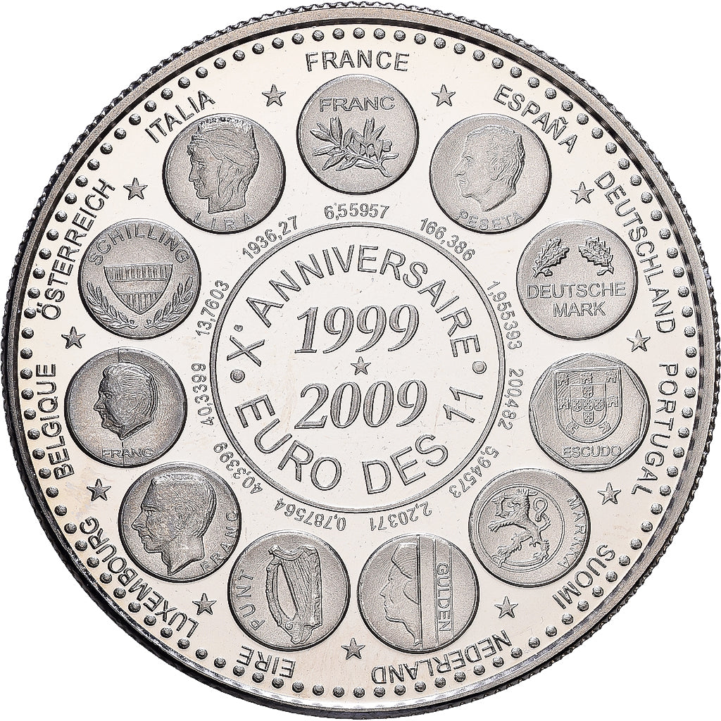França, medalha, 10ème Anniversaire de l'Euro des 11, 2009, Cobre-níquel