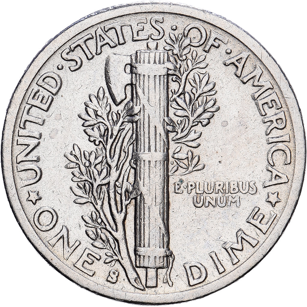 United States, Dime, Mercury Dime, 1943, San Francisco, Silver, AU(50-53)