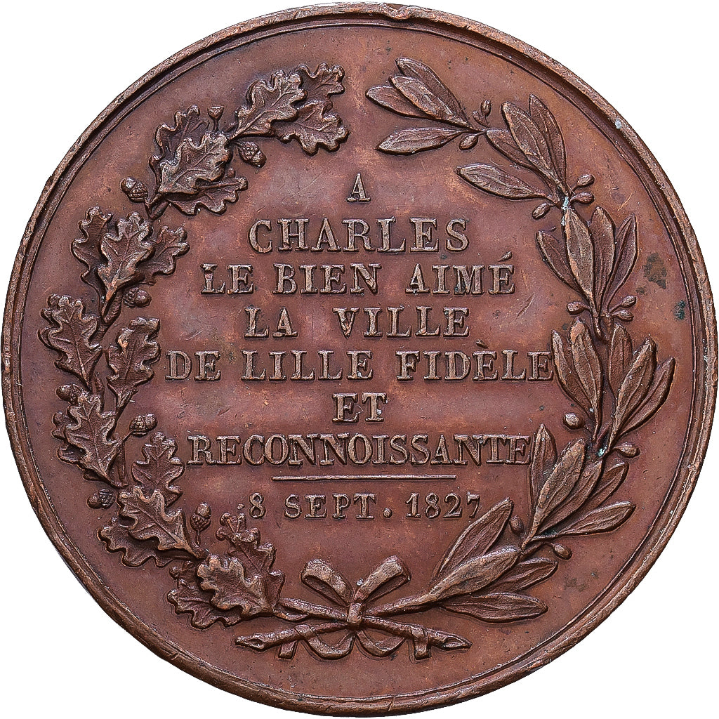 Frankreich, betaalpenning, Charles X, Reconnaissance de la ville de Lille, 1827
