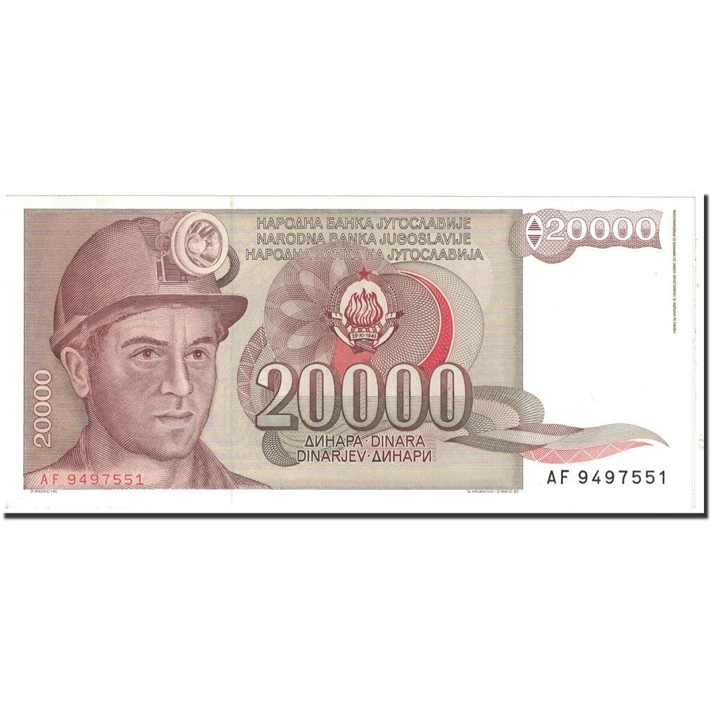 Billet, Yougoslavie, 20,000 Dinara, 1987, 1987-05-01, KM:95, NEUF