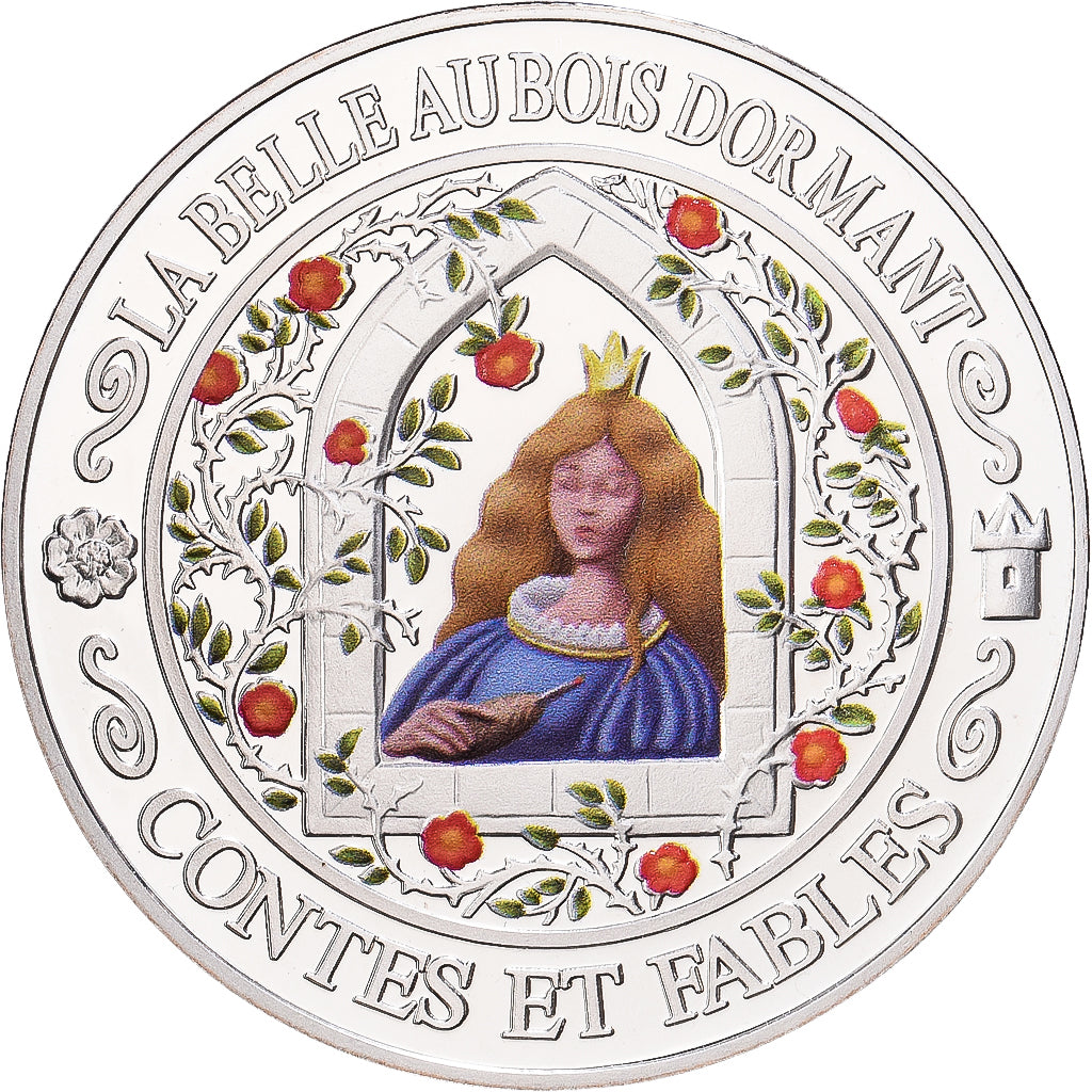 France, Medal, Contes et Fables, La Belle au Bois Dormant, Silver, MS(65-70)