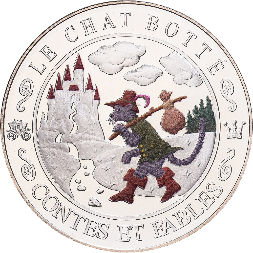 France, Medal, Contes et Fables, Le Chat Botté, Silver, MS(65-70)