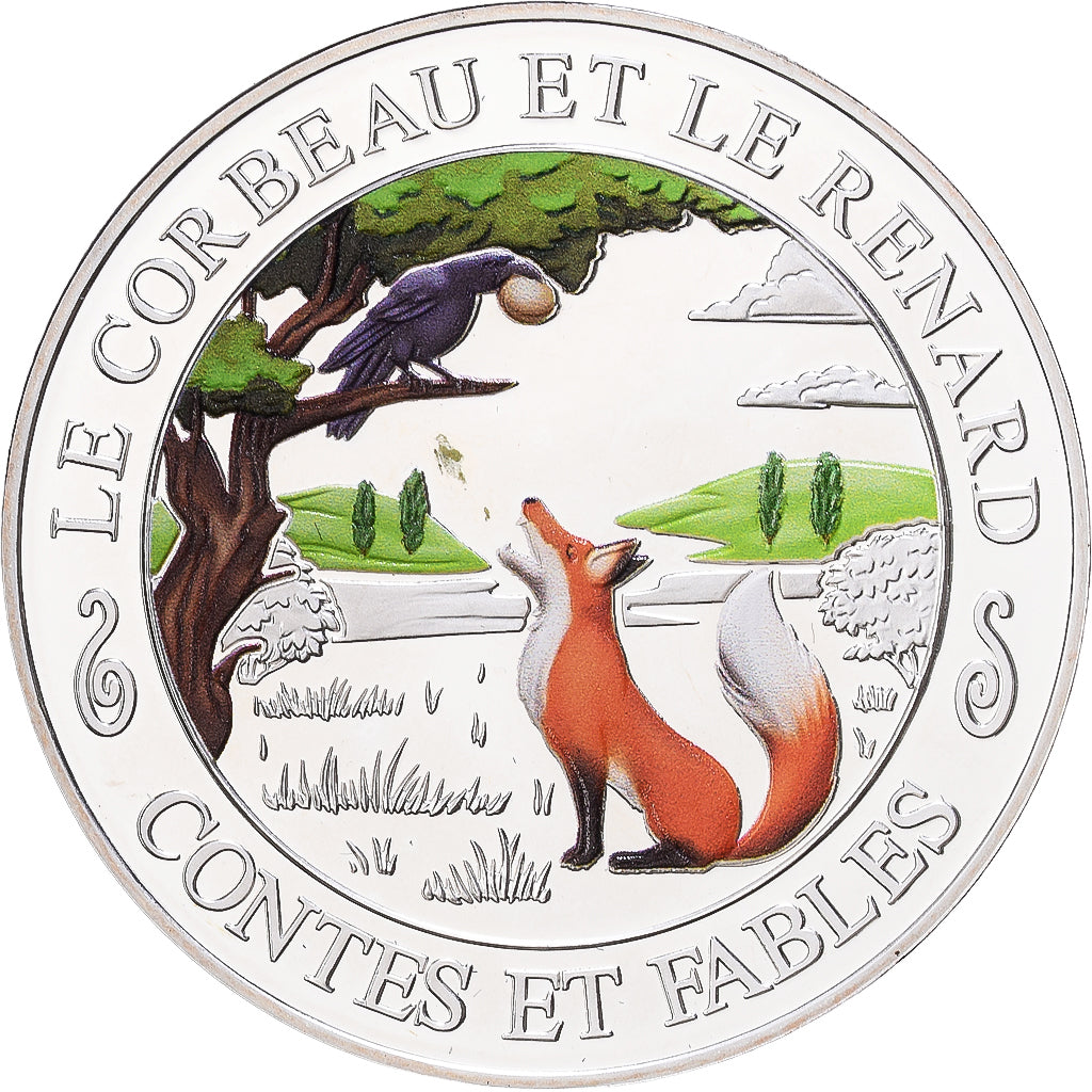 France, Medal, Contes et Fables, Le Corbeau et le Renard, Silver, MS(65-70)