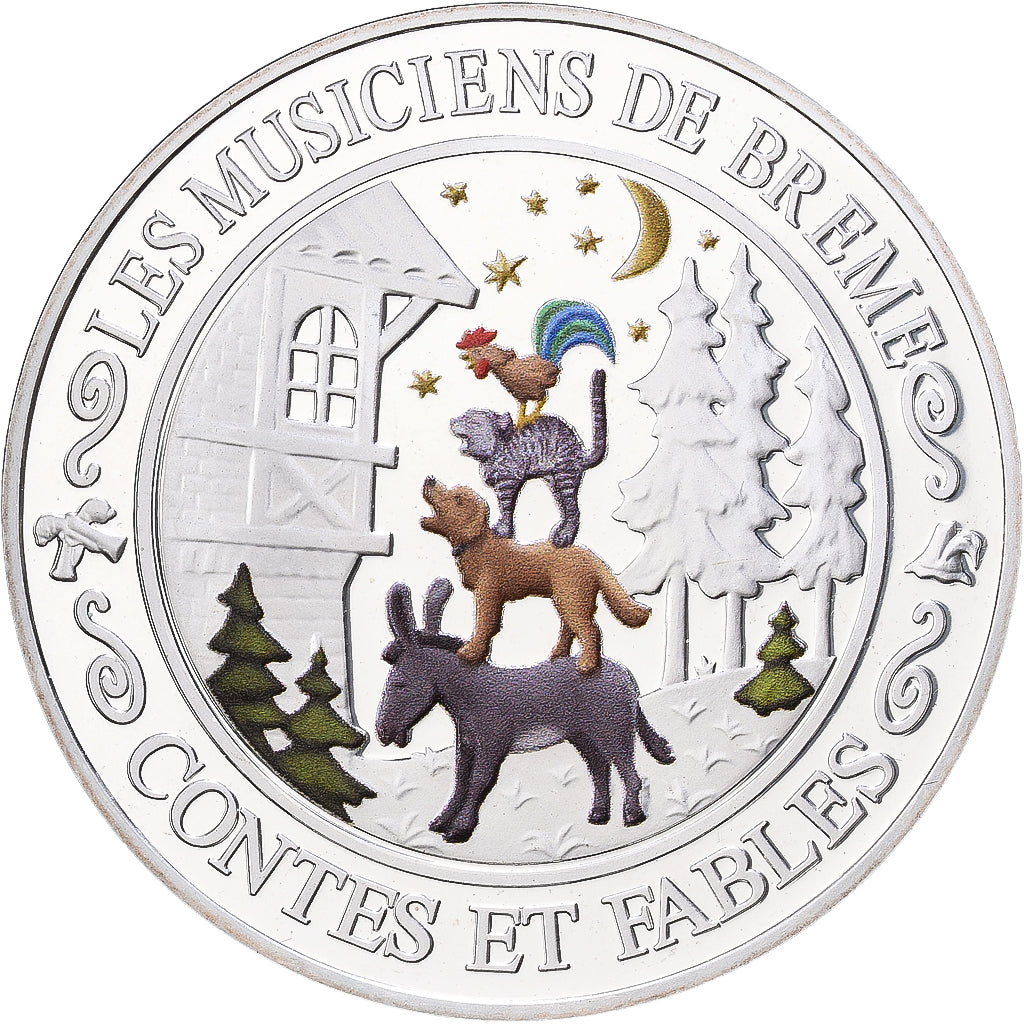 France, Medal, Contes et Fables, Les Musiciens de Brême, Silver, MS(65-70)