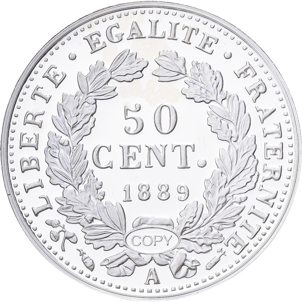 Francia, medalla, Reproduction de la 50 Centimes Cérès 1889, Plata, FDC