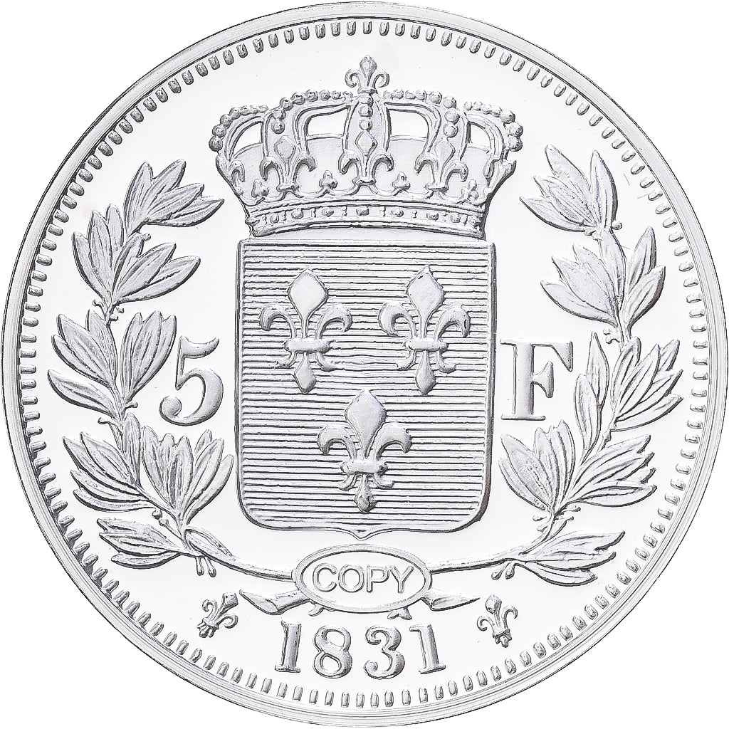 Frankreich, Medaille, Reproduction de la 5 Francs Henri V 1831, Silber, STGL