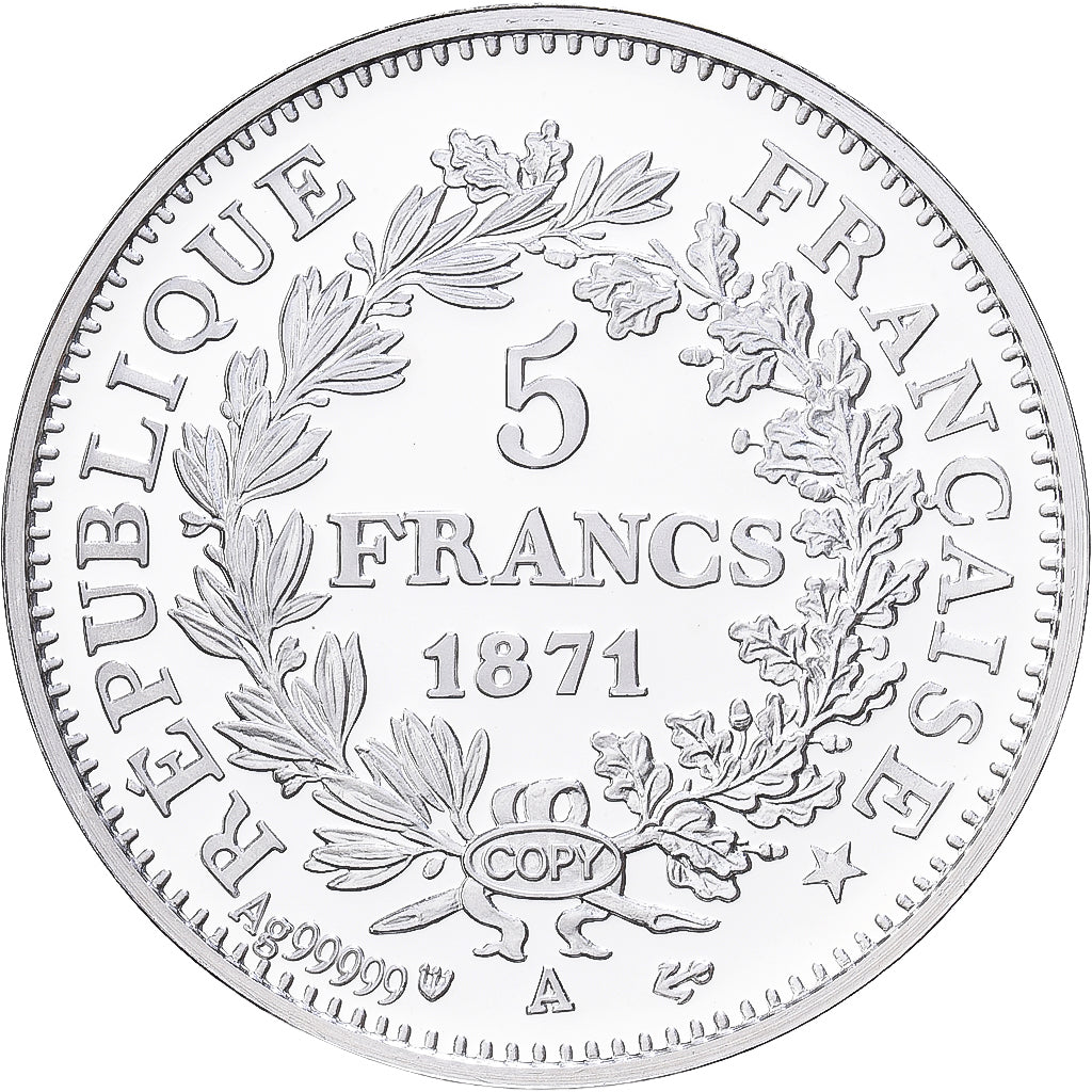 France, Medal, Reproduction de la 5 Francs Camélinat 1871, Silver, MS(65-70)