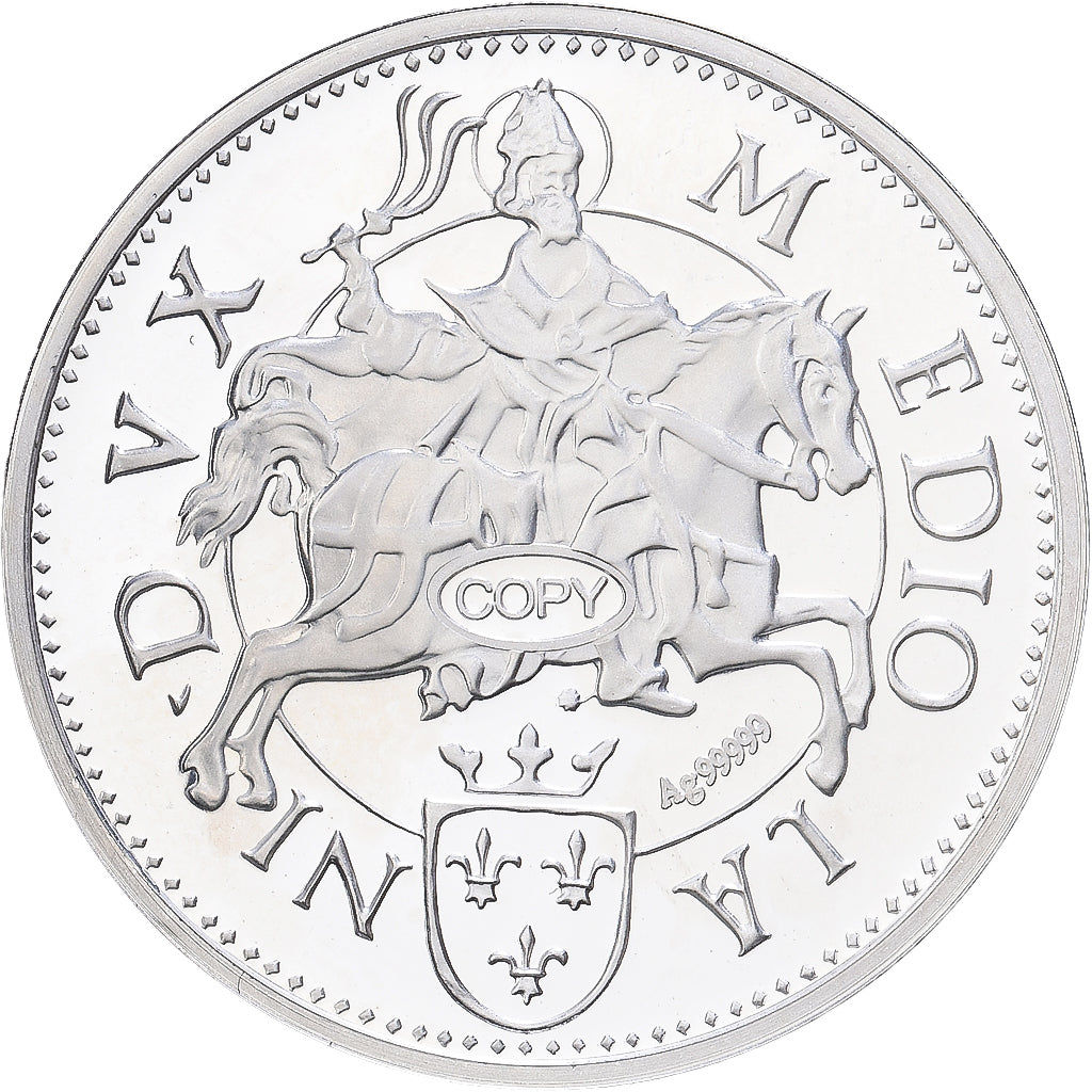 France, Médaille, Reproduction du Teston Milan Louis XII, Argent, FDC