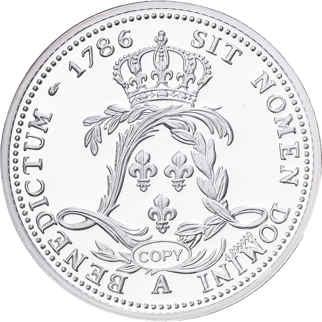 França, medalha, Reproduction de l'Ecu de Calonne 1786, Prata, MS(65-70)