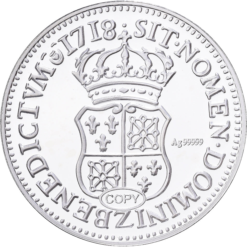 France, Medal, Reproduction de l'Ecu de Navarre, Louis XV, Silver, MS(65-70)