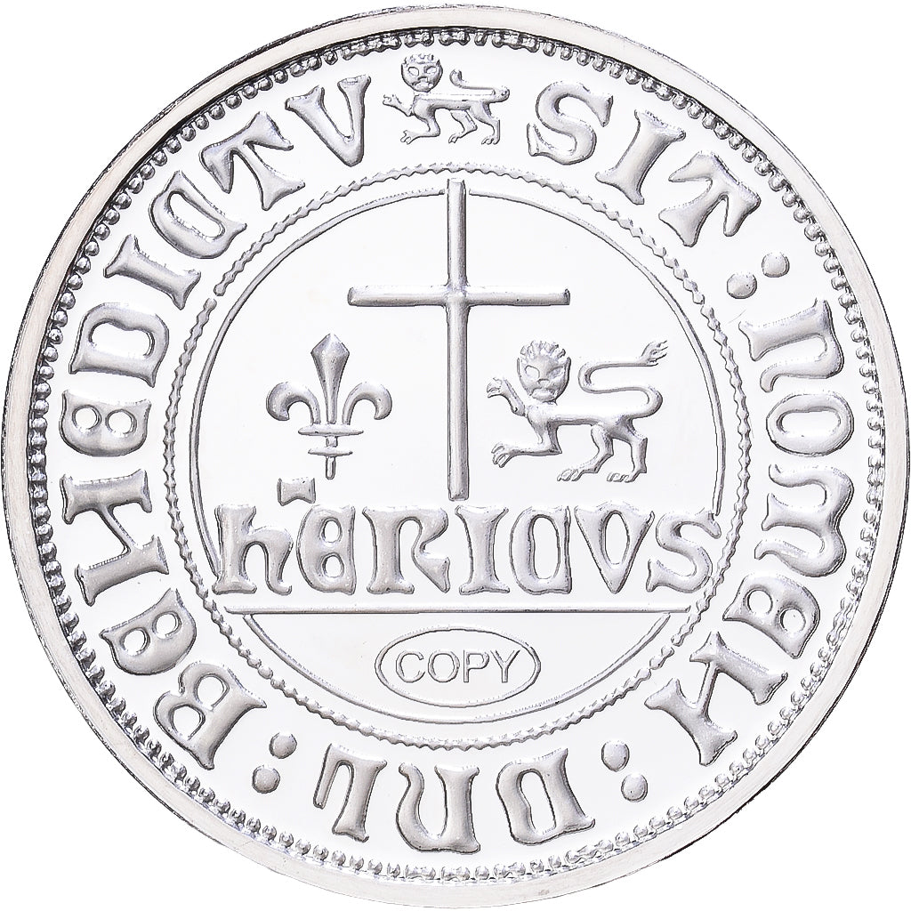 France, Medal, Reproduction du Blanc aux Ecus, Henry VI de Lancastre, Silver