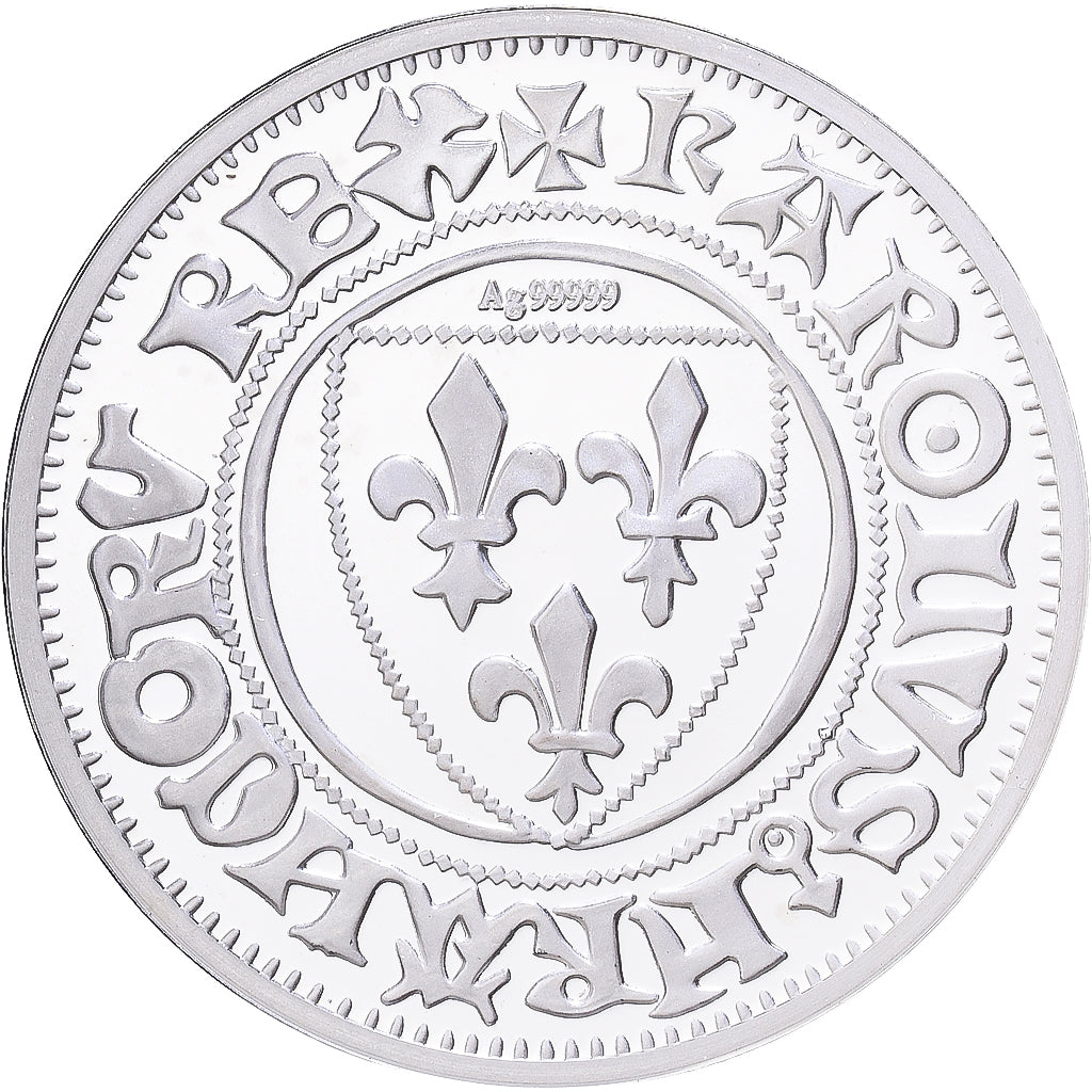 France, Médaille, Reproduction du Blanc Guénard, Charles VI, Argent, FDC