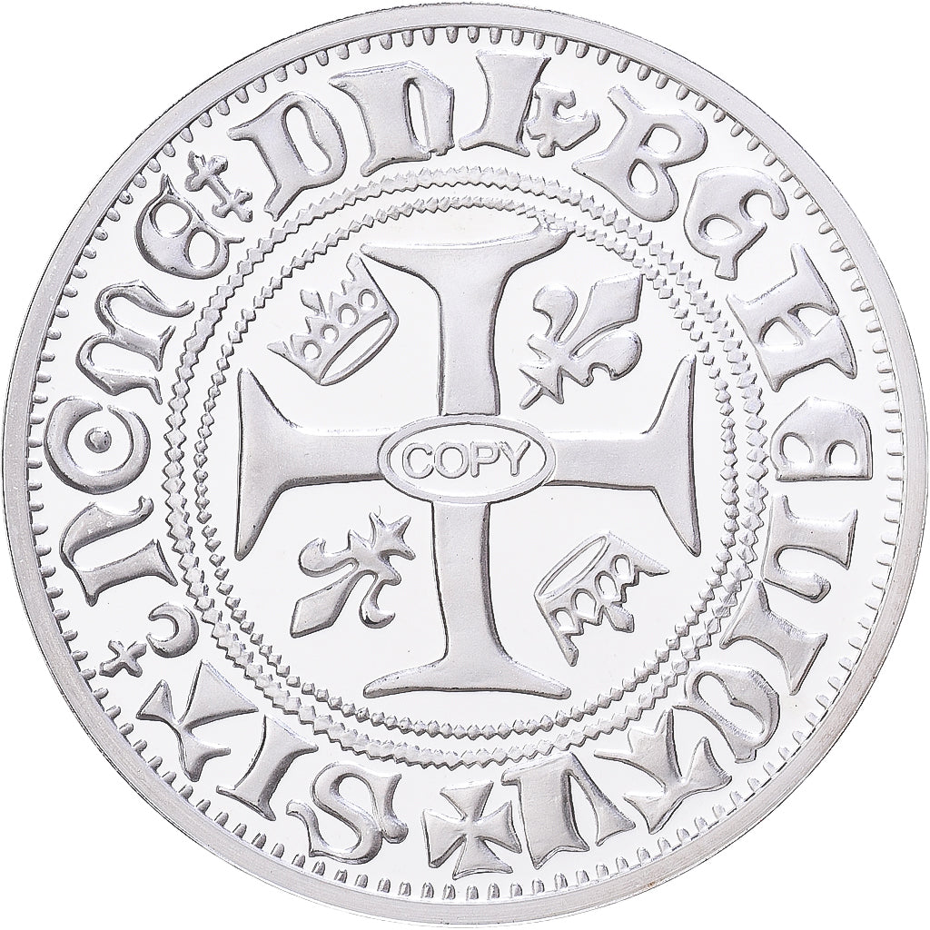 France, Médaille, Reproduction du Blanc Guénard, Charles VI, Argent, FDC