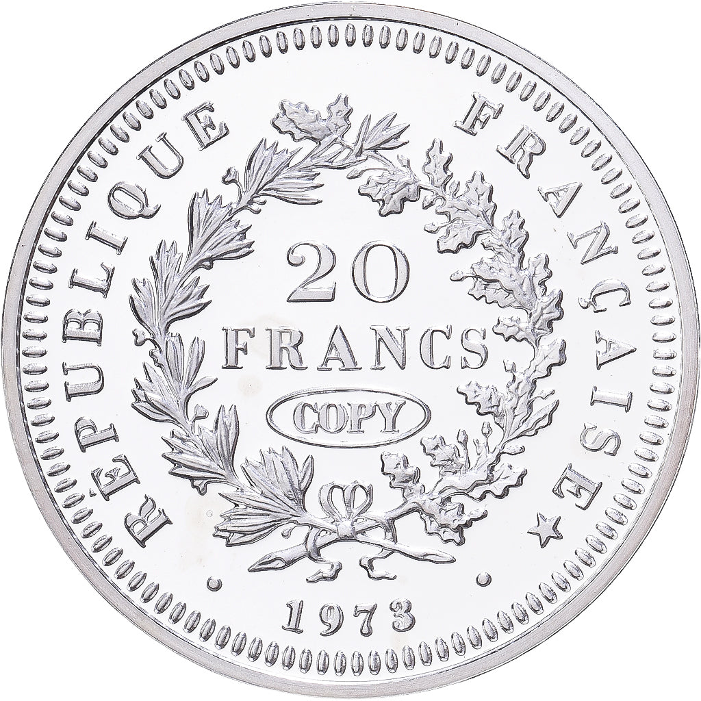 France, Médaille, Reproduction de la 20 Francs Hercule 1973, Argent, FDC