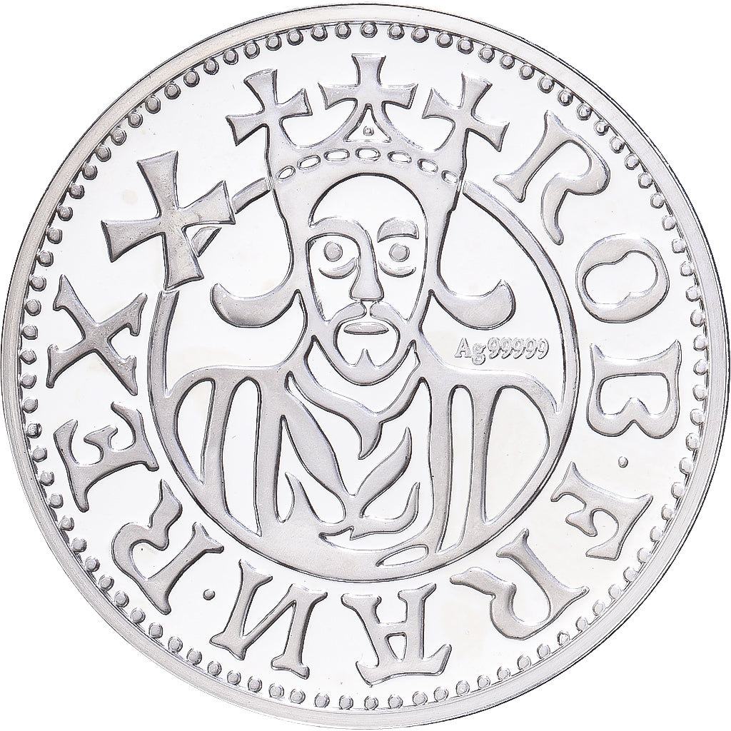 France, Médaille, Reproduction denier de Robert II, Argent, FDC