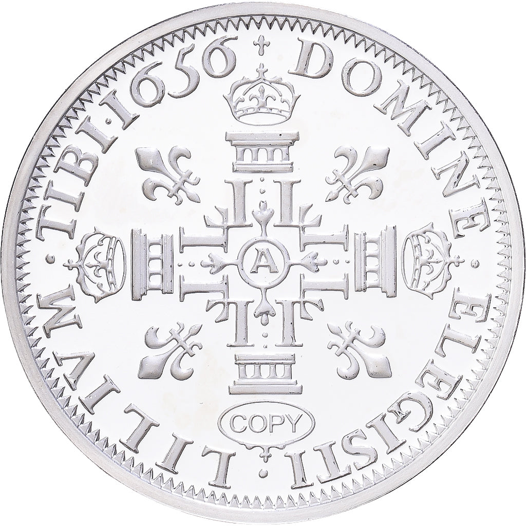 France, Médaille, Reproduction du Lis d'Argent 1656 Paris, Louis XIV, Argent