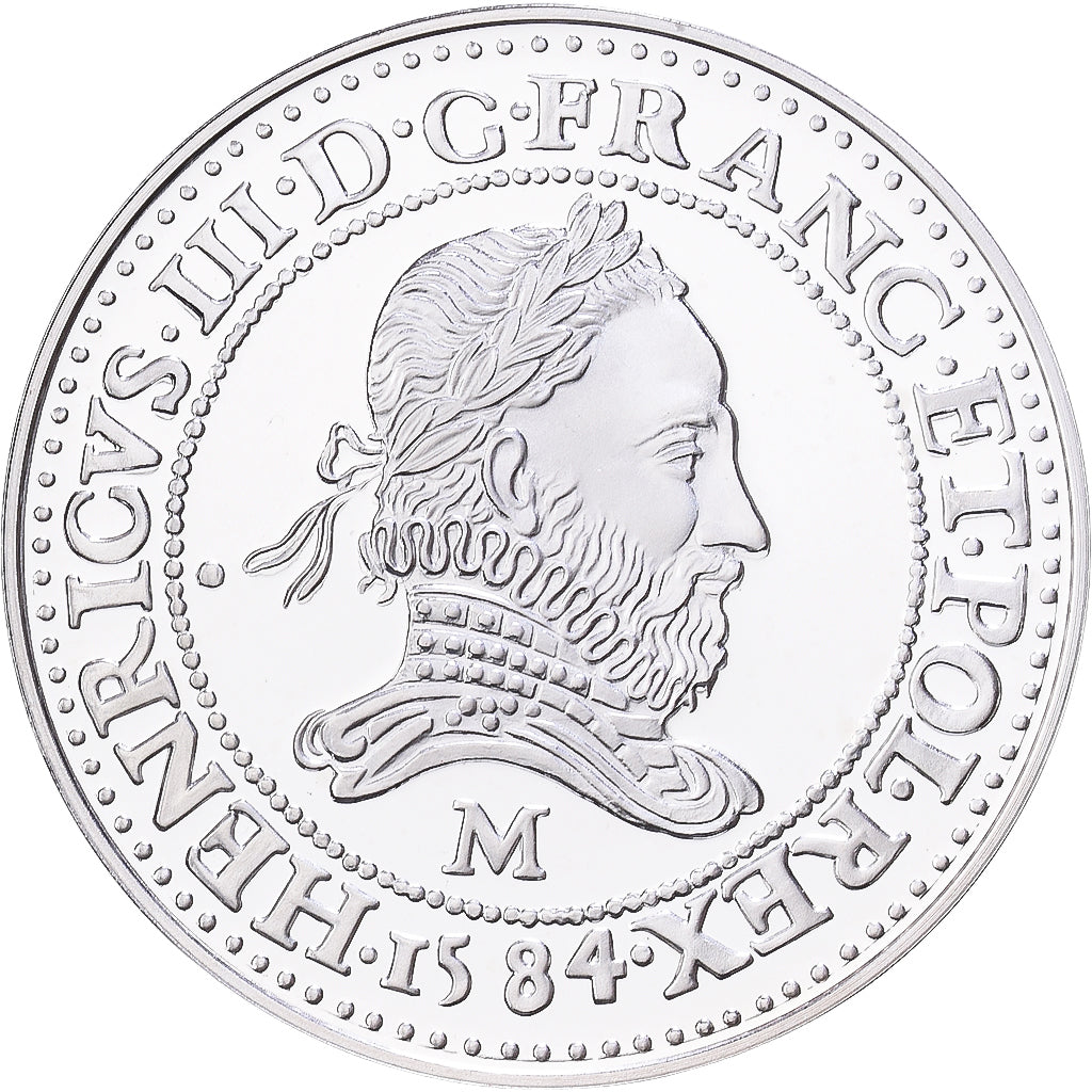 France, Médaille, Reproduction du Franc au Col Fraisé, Henri III, Argent, FDC