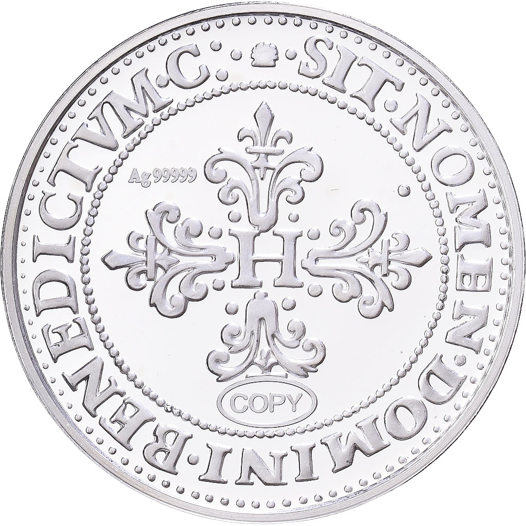 France, Médaille, Reproduction du Franc au Col Fraisé, Henri III, Argent, FDC