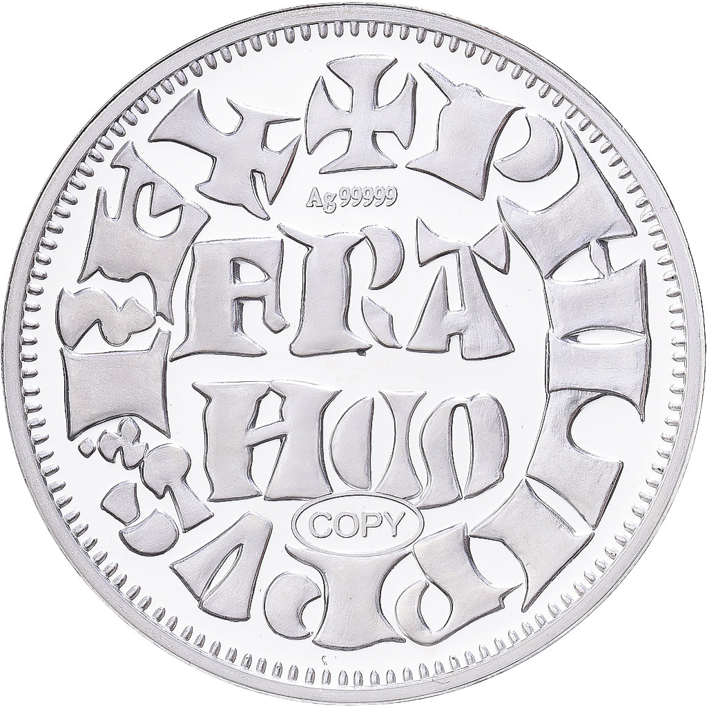France, Médaille, Reproduction du Denier Parisis, Philippe Auguste, Argent, FDC