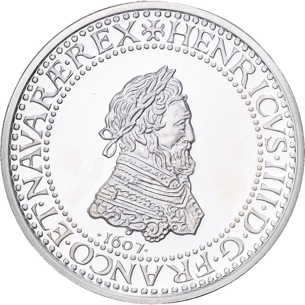France, Médaille, Reproduction du Demi-Franc Henri IV 1607, FDC, Argent
