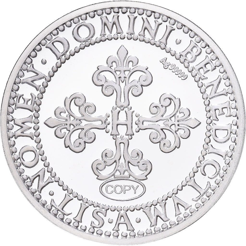 France, Médaille, Reproduction du Demi-Franc Henri IV 1607, FDC, Argent