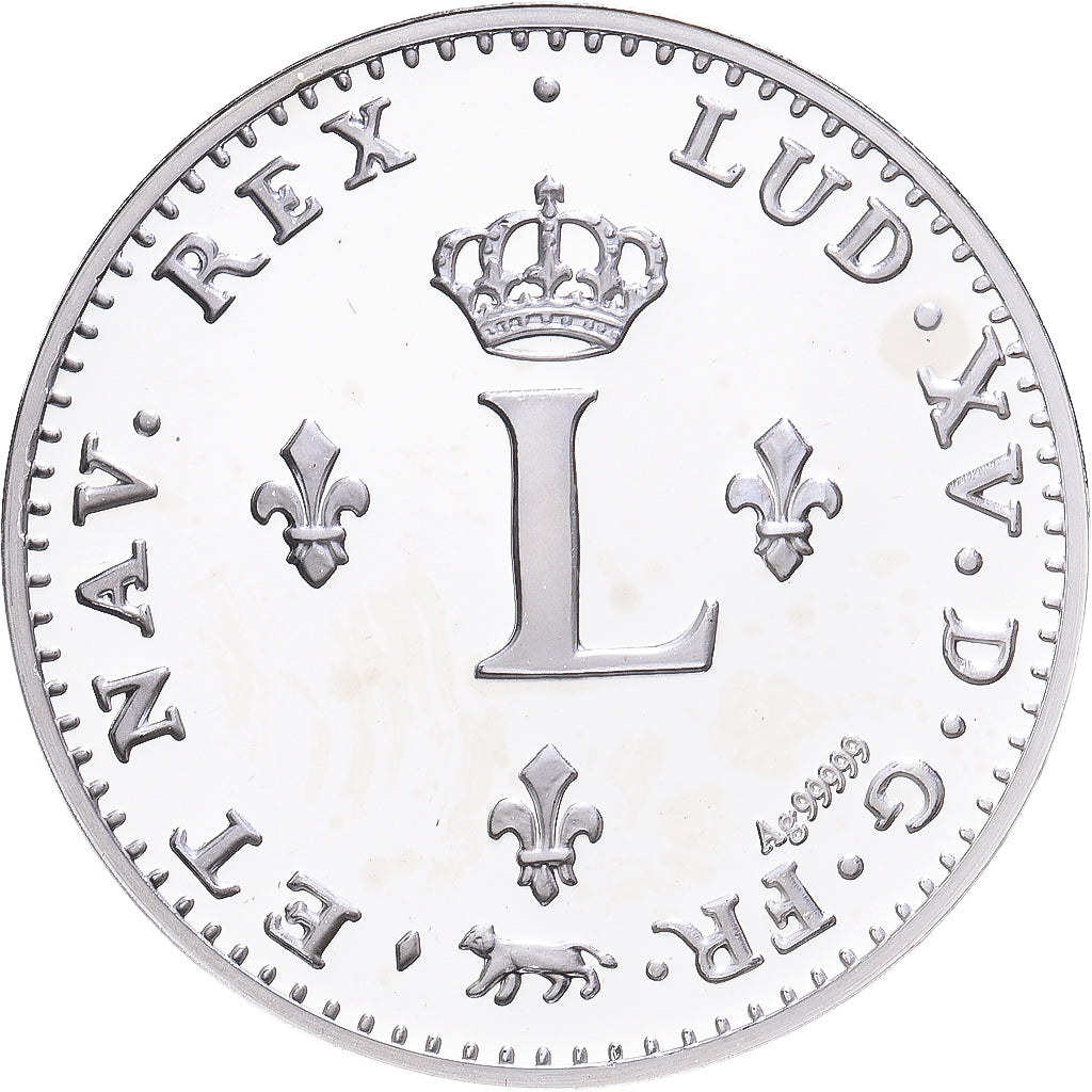 France, Médaille, Reproduction du Double Sol 1739, Louis XV, Argent, FDC