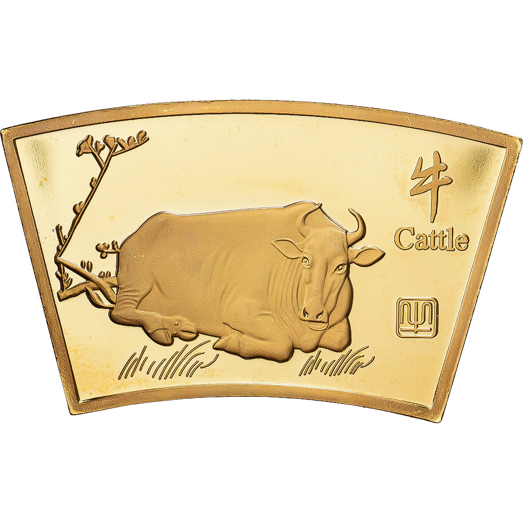 China, Medal, Année du Buffle, Copper Gilt, MS(65-70)