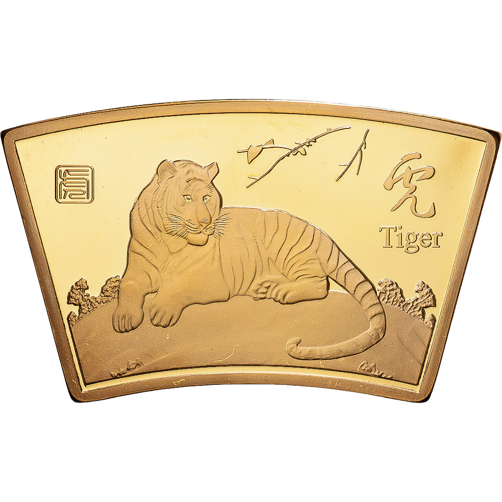 China, Medaille, Année du Tigre, Copper Gilt, STGL